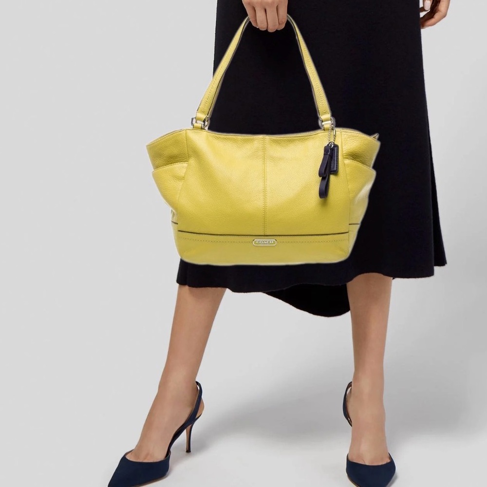 Coach Pebble Leather Park Carrie Shoulder Bag in Yellow